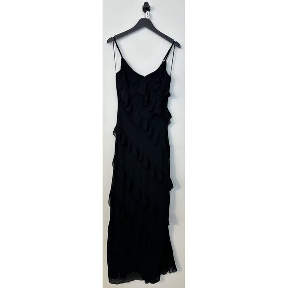 PETAL & PUP Ciao Ruffle Chiffon Gown in Black Size Large - Picture 5 of 14